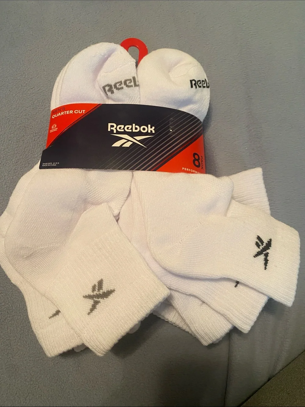 Reebok Men's White Athletic Quarter Socks - 8 Pack